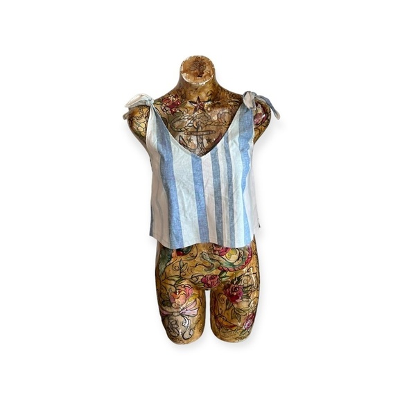 UpWest crop top blue stripes sleeveless XS summer - Picture 1 of 7